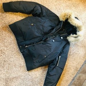 Tommy Hilfiger puffer jacket coat fur hood Sz XL